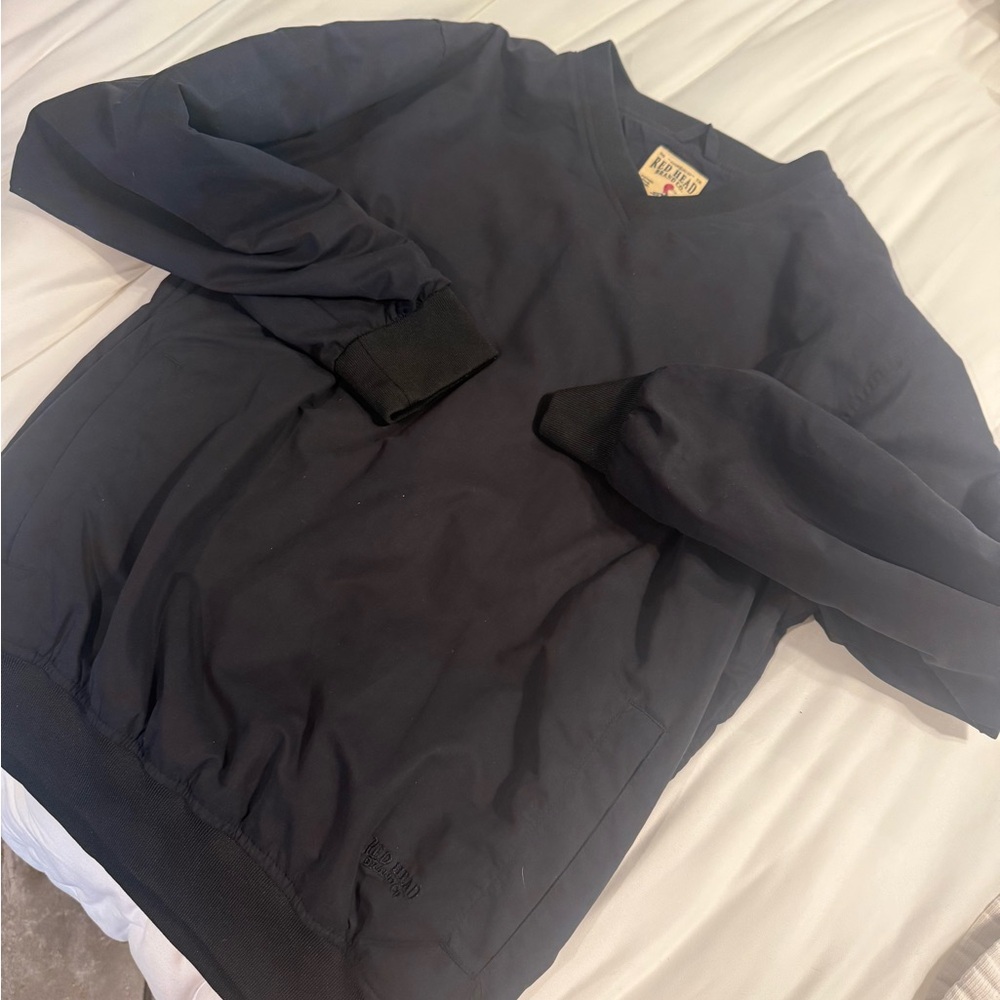 Red Head Black Crewneck windbreaker Sweatshirt